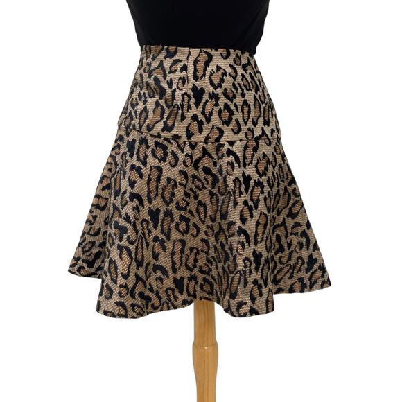 Free People Mini Skirt Sz 6 Brown Leopard Animal Print Zip Up Mobwife Boho - Picture 4 of 9